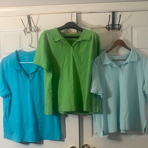 Womens Green, Blue  Polo Shirt - Classic Short Sleeve polo -set of 3 - 2X golf